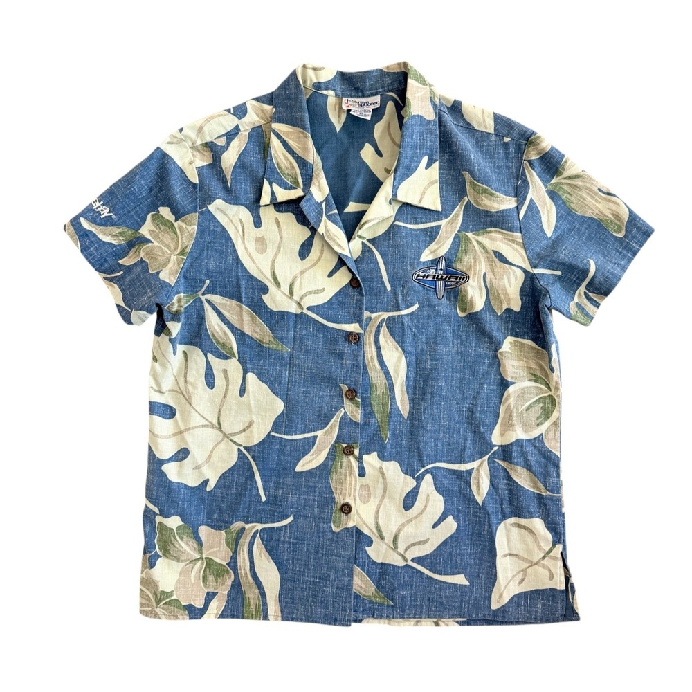 Reyn Spooner Hawaiian Shirt sz Medium Ebay Logo Hawaii Embroidered